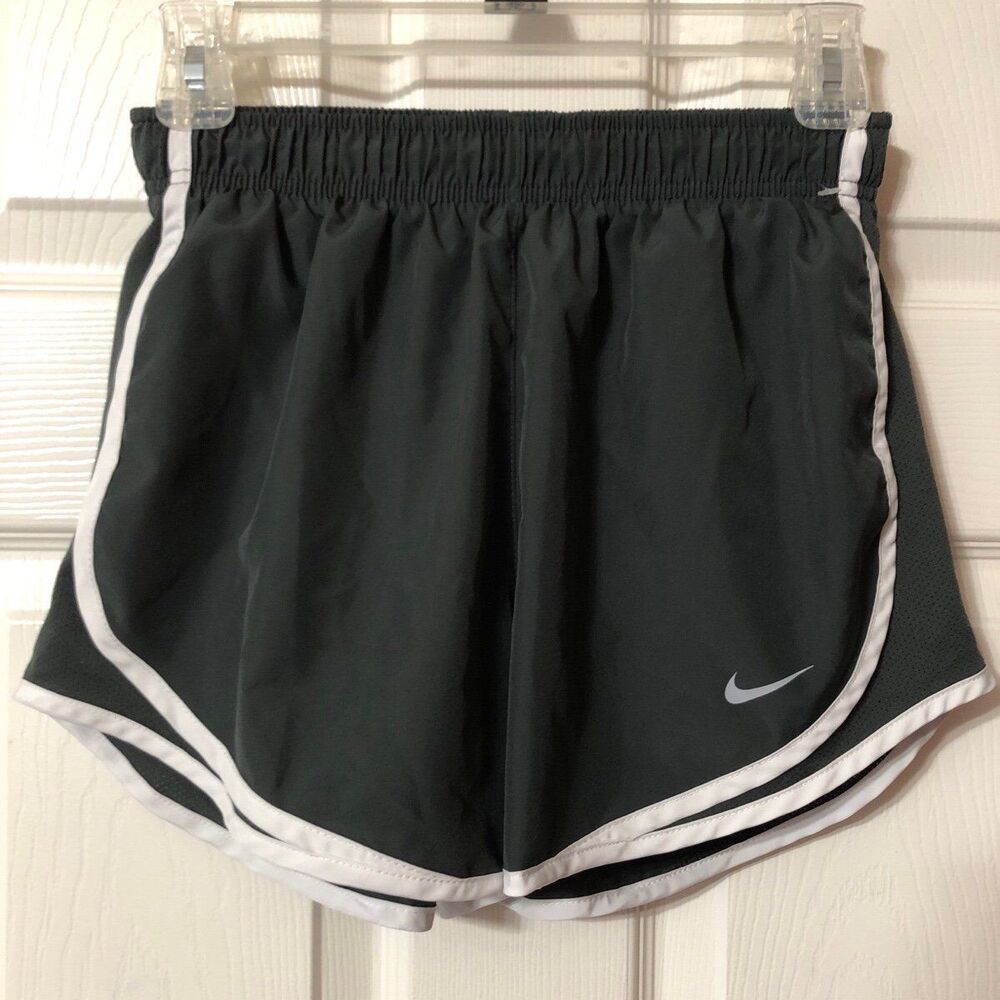 Womens Nike Dri-Fit Running Shorts Size Small Dark Grey with White Trim